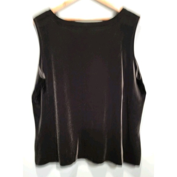 Vtg Deadstock Black Stretch Velvet Sleeveless Top Sz 20-22w - Picture 3 of 6